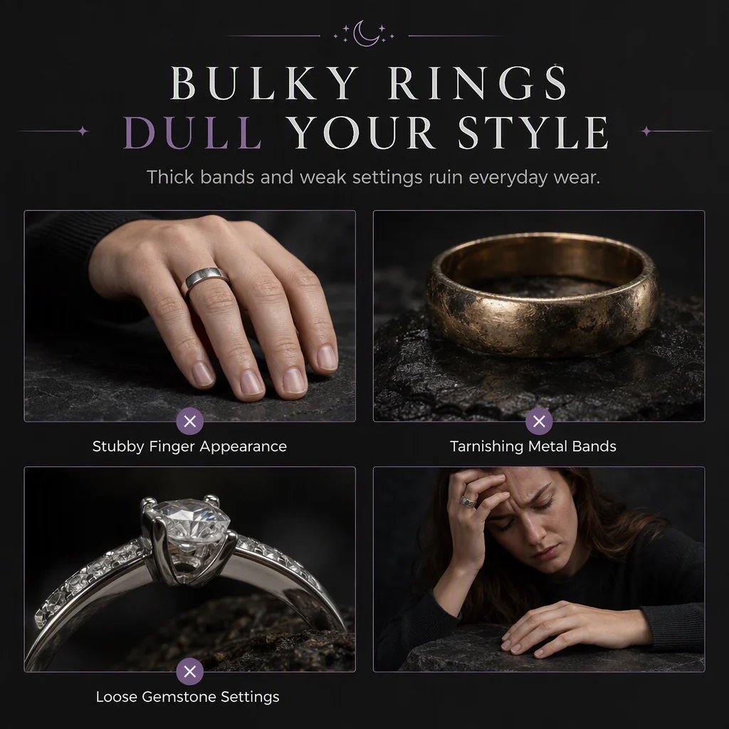 Women's Witchy Triple Moon Motif Jewelry Rings Set, Boho Lead-Free Copper Stackable Bands with  Moonstone for Emotional Calm