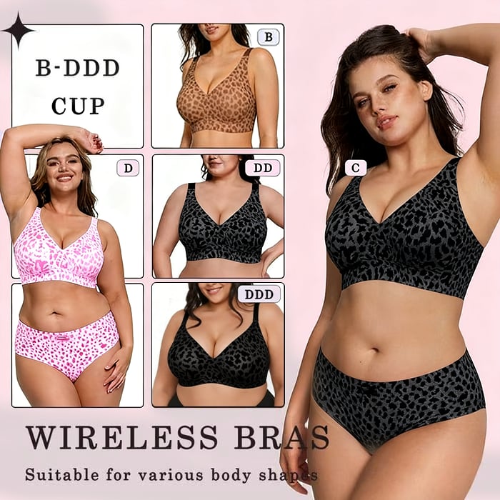 🏆LAST DAY SALE 49% OFF 🔥Super Firming Leopard Print Jelly  Bra | Women Wirefree Bras 👍No More Sagging Breasts