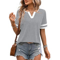 ✨Women's V-Neck Short Sleeve Fitted Cotton Blend Striped Breathable for Daily Wear