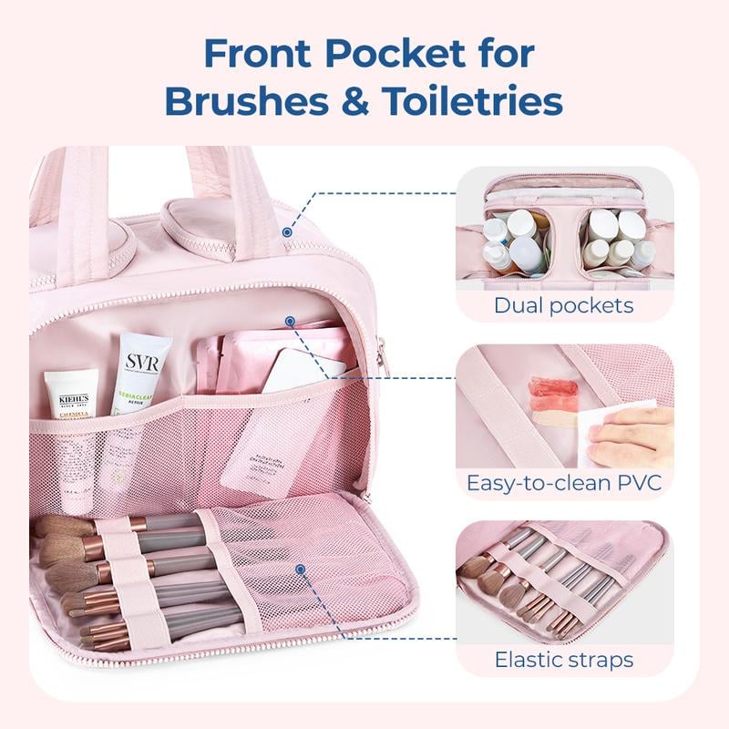 🔥Last Day 49% OFF✨Large Travel Cosmetic Bag | Wide-Open Puffy Toiletry Organizer
