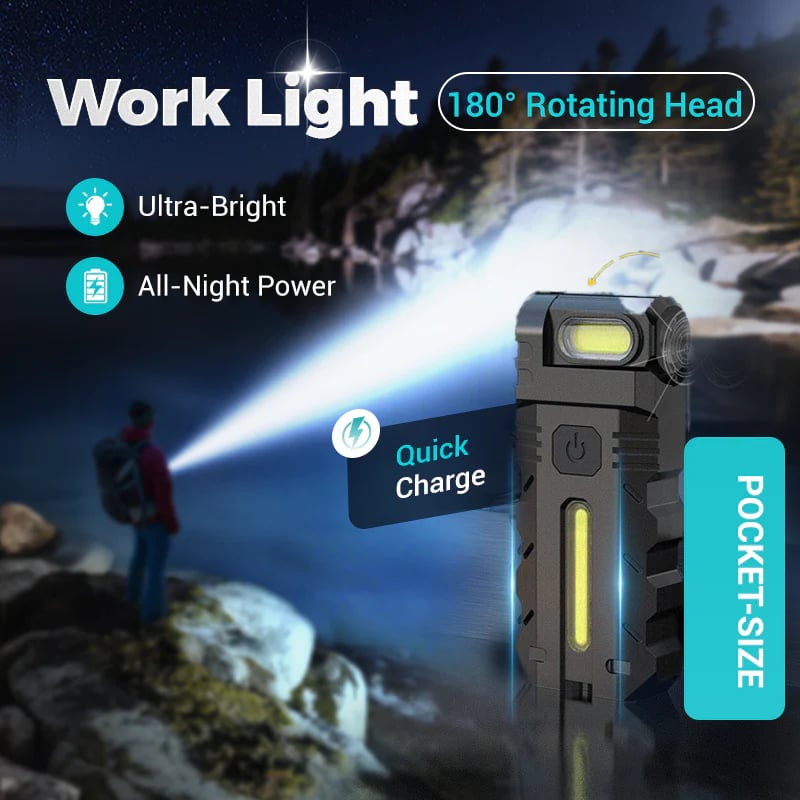 💎 50% OFF! 💎 180° Rotating Head LED Work Light – Dual Beam, Magnetic Base & USB-C Rechargeable