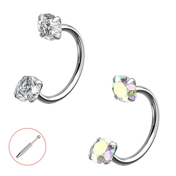 Last Day Buy 1 Get 1 Free⏰Horseshoe Gem Nose Ring – Internally Threaded & Comfortable