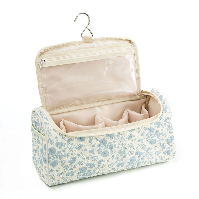 Large Capacity Quilted Travel Organizer – Hair Dryer & Cosmetic Storage Case with Multi-Pockets
