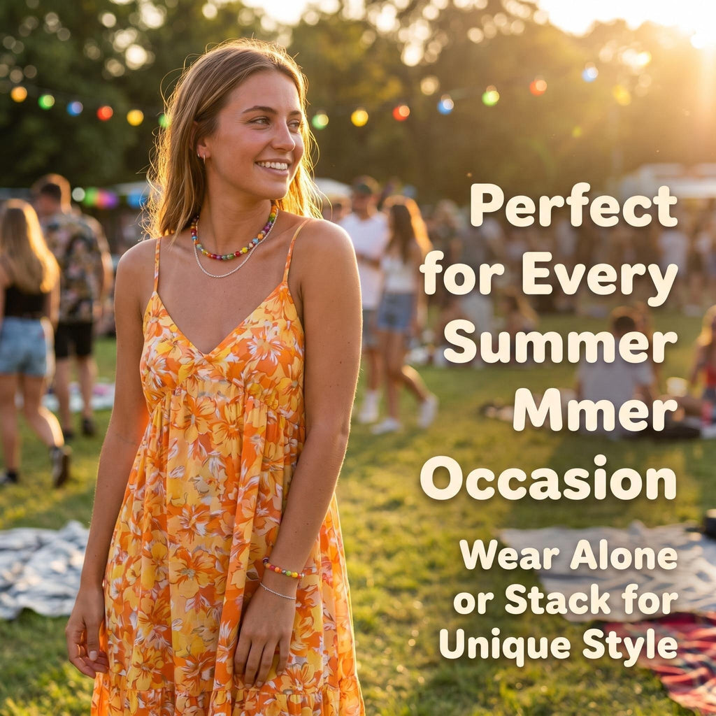 🌈Rainbow Glow Choker & Bracelet – Transform Your Summer Outfits Instantly