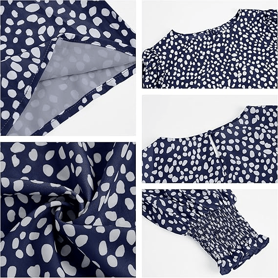 🌓Last Day 49% OFF- Women's Polka Dot 3/4 Sleeve Blouse Tops Ladies