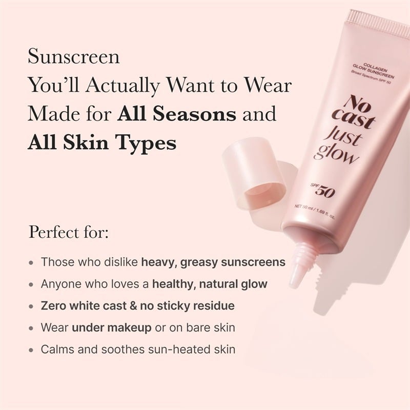 💖No Cast Just Glow Collagen Sunscreen & SPF 50 Face Sunscreen