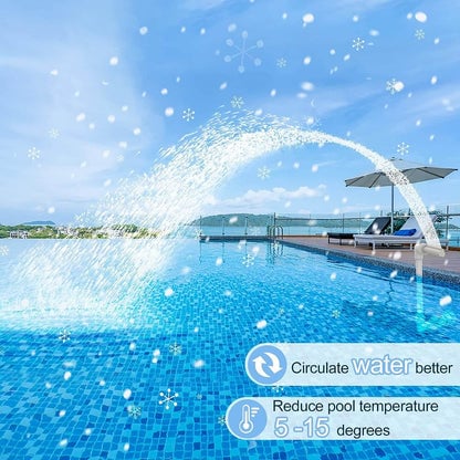 Solar Pool Fountain with Lights Dual Arc - Above/Inground Pool Fountain Lights with Remote Control