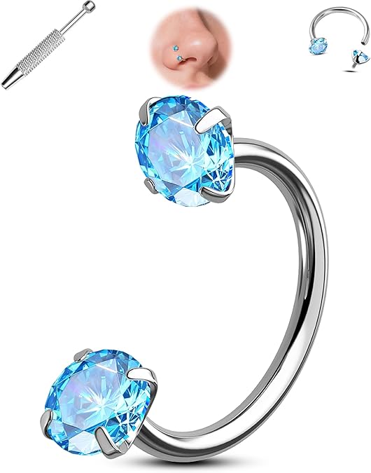 Last Day Buy 1 Get 1 Free⏰Horseshoe Gem Nose Ring – Internally Threaded & Comfortable