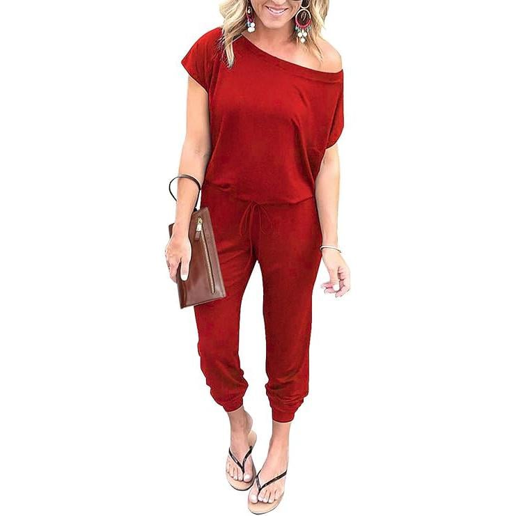 Women's Summer High-Waisted Elastic Loose Jumpsuit
