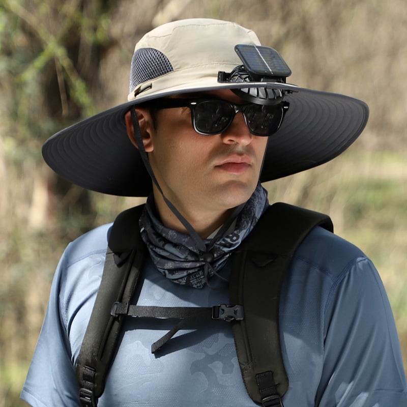🔥Father's Day Sale 49% OFF - Wide Brim Solar Fan Outdoor Fishing Hat-Solar & USB Charging