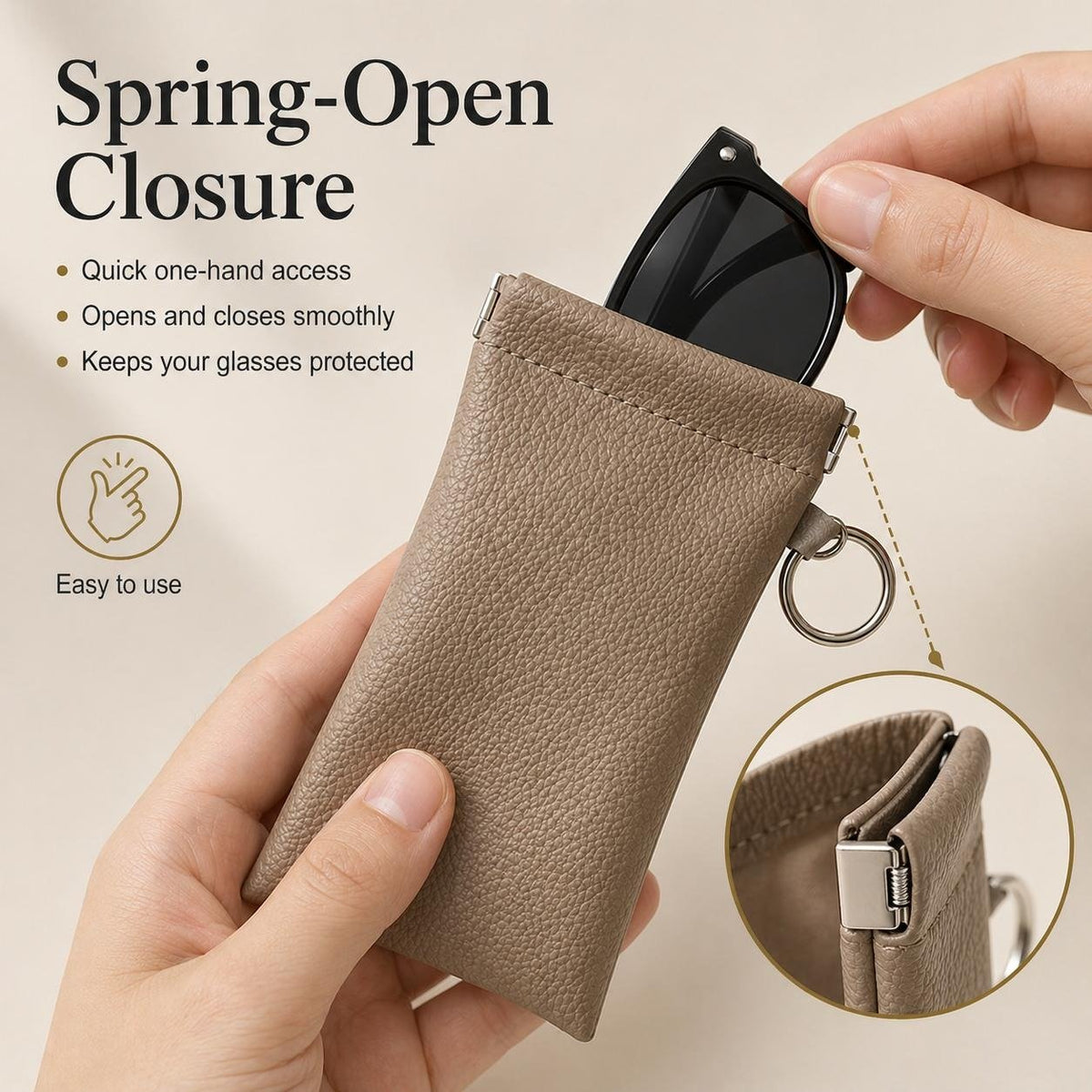 🏆75K+ SOLD!🕶️Soft PU Leather Sunglasses Pouch, Anti-Scratch Eyeglasses Case with Cleaning Cloth & Keychain
