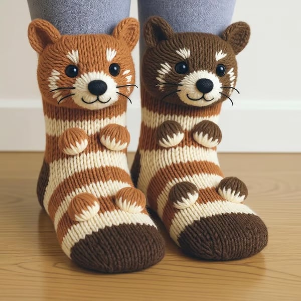💕Hot sale 49% OFF💖3D Knit Animal Socks – Plush Knitted Novelty Socks (Unisex, One Size) 🧦🐾
