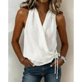 Solid Sleeveless V-Neck Blouse