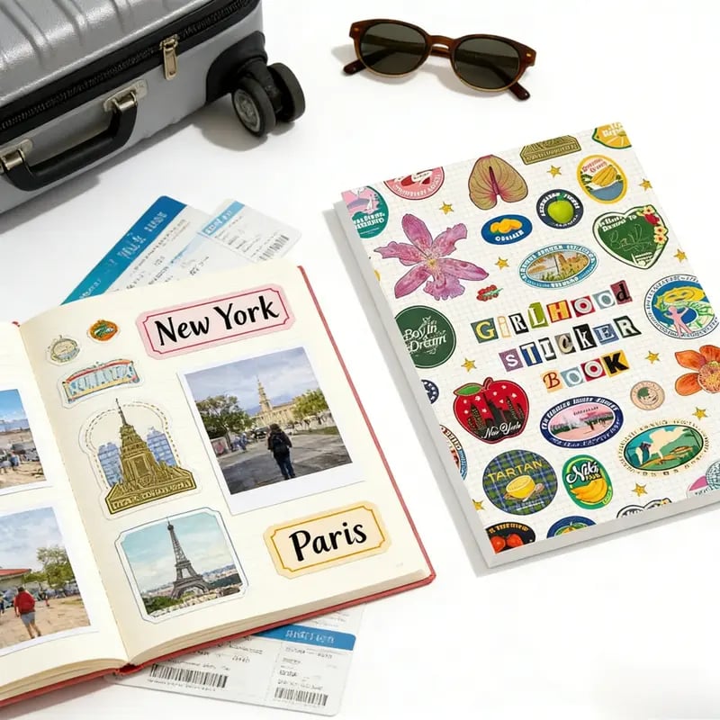 🍓✨2026 New "Girlhood" Sticker Book: 1260+ Pcs Aesthetic Stickers & 55 Pages of Retro Ephemera