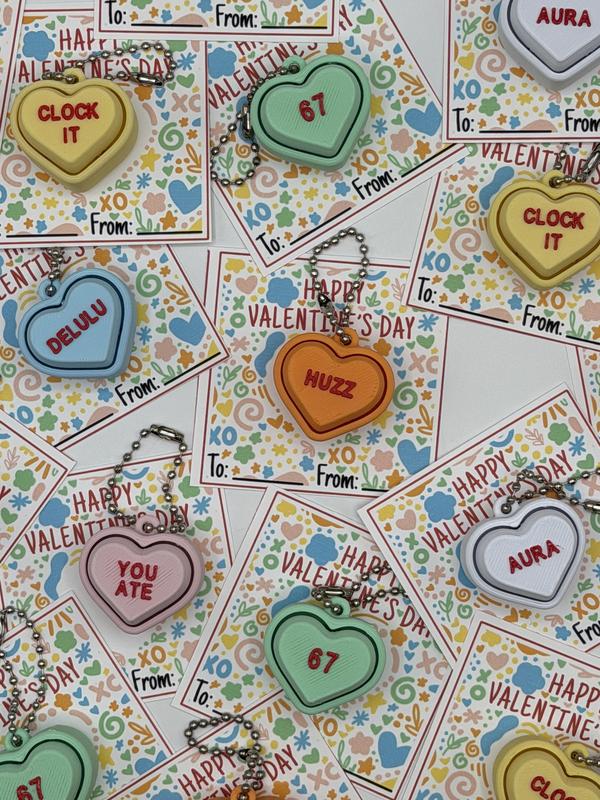 🧠Brain Rot Sayings Set – Valentine's Day Fidget Clicker Keychain Classroom Pack (Set of 20)