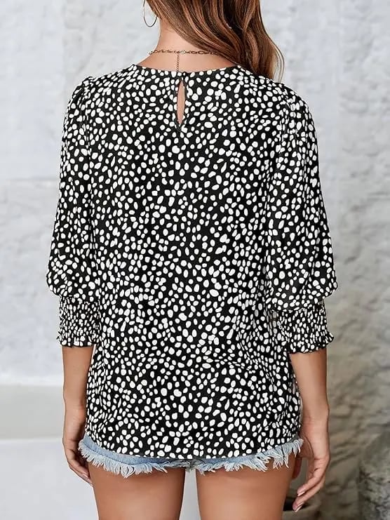🌓Last Day 49% OFF- Women's Polka Dot 3/4 Sleeve Blouse Tops Ladies