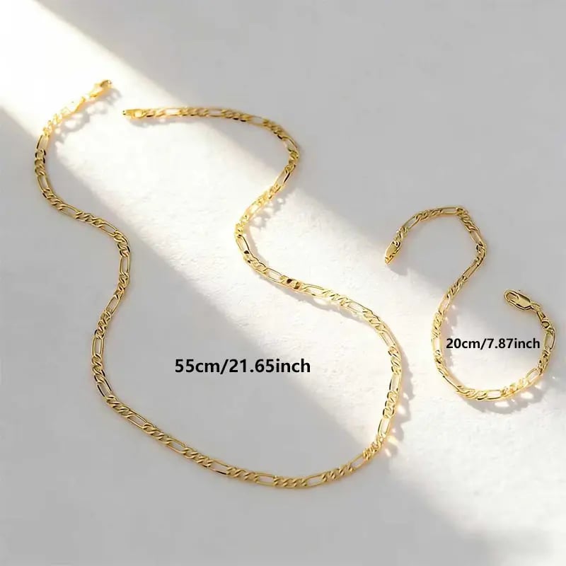 Elegant 2-Piece  Gold Jewelry Set – Bracelet & Necklace for Men & Women