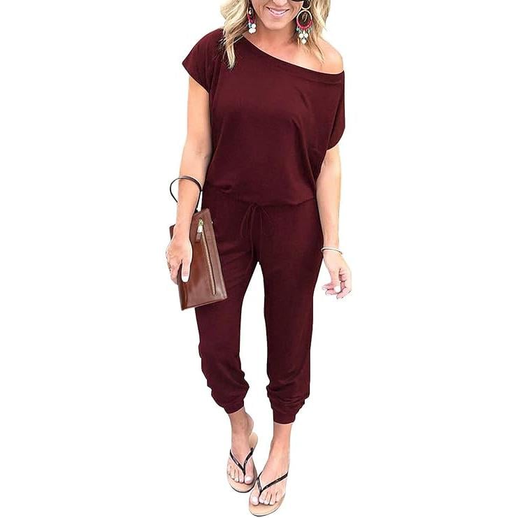 Women's Summer High-Waisted Elastic Loose Jumpsuit