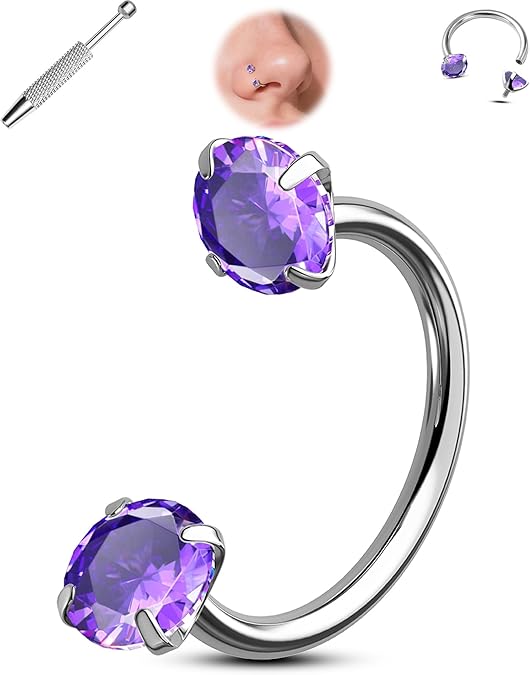 Last Day Buy 1 Get 1 Free⏰Horseshoe Gem Nose Ring – Internally Threaded & Comfortable