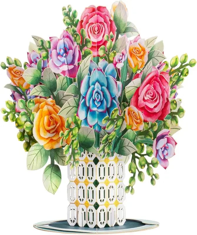 💌2-in-1 Gift & Décor for Every Moment🌸3D Flower Bouquet Pop Up Card