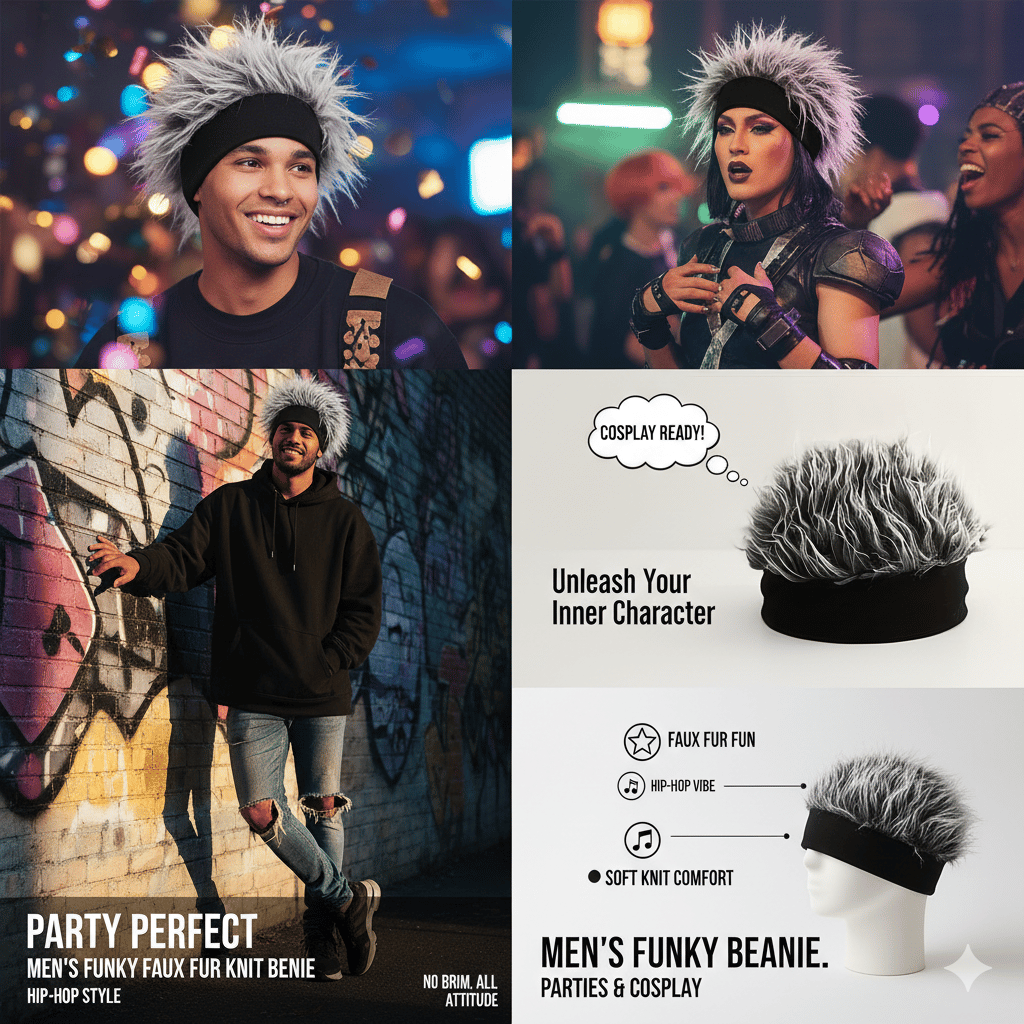 Hot Sale 49% OFF!!⚡50K+ SOLD!🔥🔥Men'S Funky Faux Fur Knit Beanie Hat