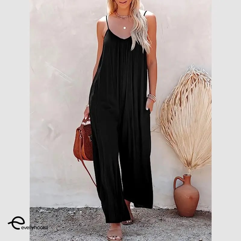 💖Flattering Plus Size Wide Leg Jumpsuit with Pockets – Comfy, Stylish & Perfect for Summer! ☀️👖