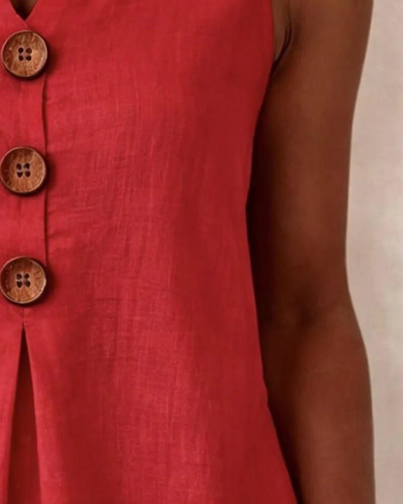🏆Three-Button Sleeveless Solid Color Tank Top