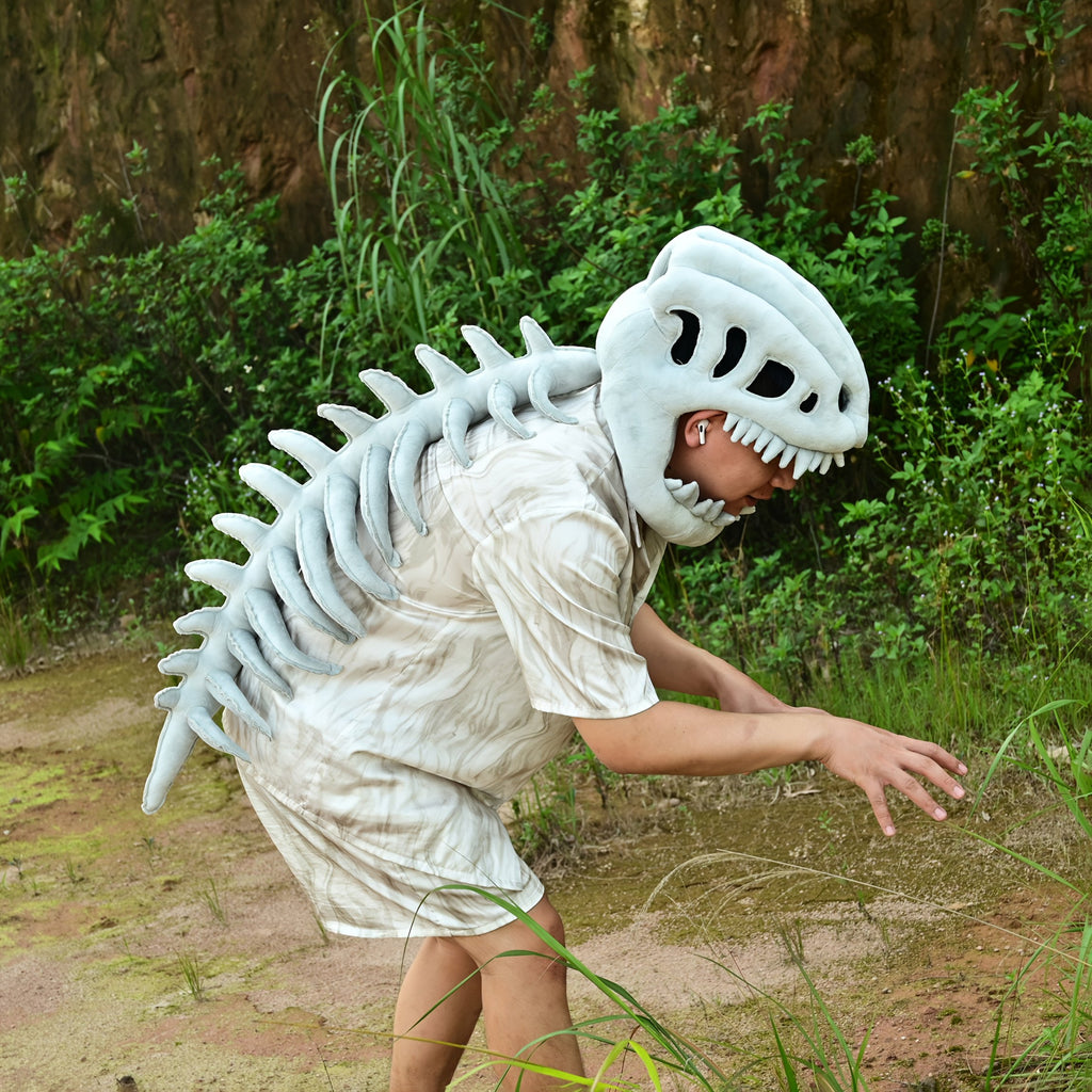 🔥Last Day 49% OFF✨Dinosaur Skeleton Plush Costume Wearable Soft Fossil Outfit for Kids & Adults
