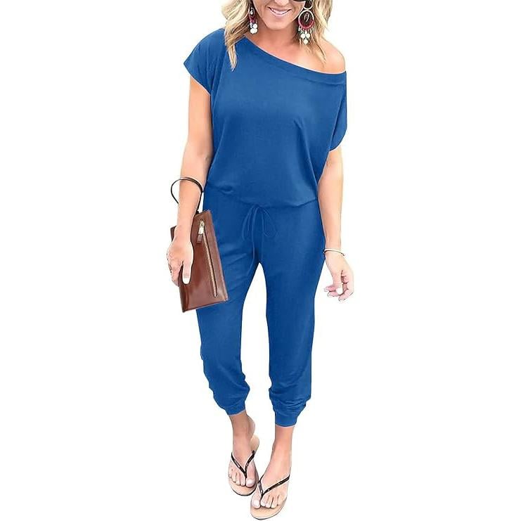 Women's Summer High-Waisted Elastic Loose Jumpsuit