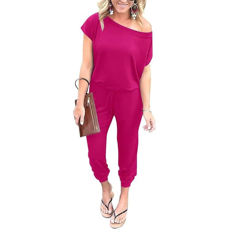 Women's Summer High-Waisted Elastic Loose Jumpsuit