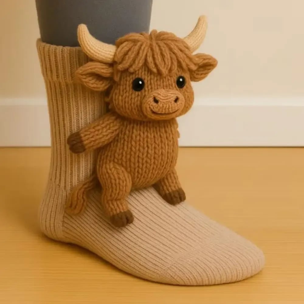 💕Hot sale 49% OFF💖3D Knit Animal Socks – Plush Knitted Novelty Socks (Unisex, One Size) 🧦🐾
