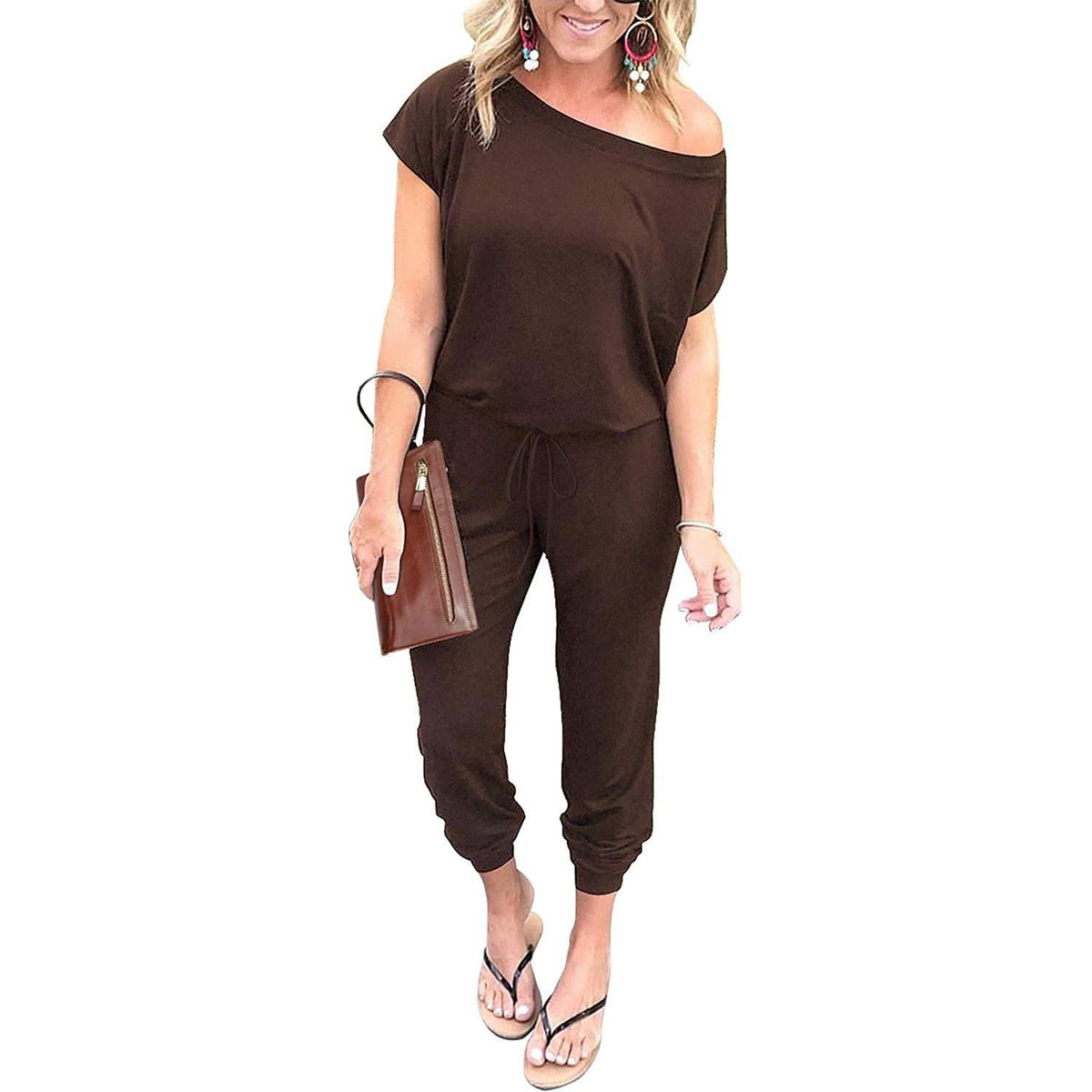 Women's Summer High-Waisted Elastic Loose Jumpsuit