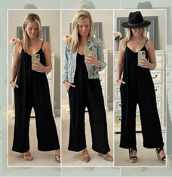 💖Flattering Plus Size Wide Leg Jumpsuit with Pockets – Comfy, Stylish & Perfect for Summer! ☀️👖
